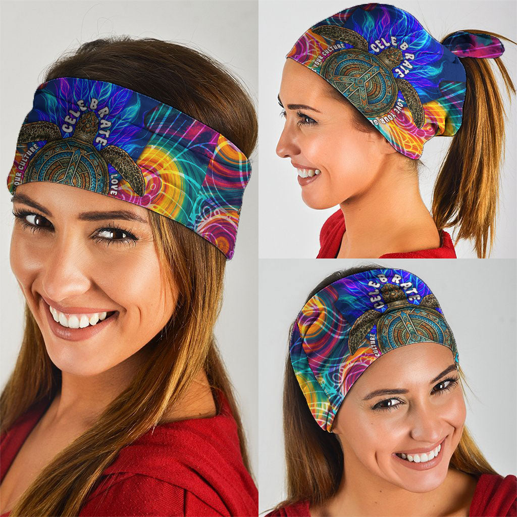 Torres Strait Islanders Sea Turtle Neck Gaiter Indigenous Tribal Peace Art Cultural Headdress Motif