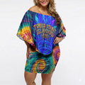 Torres Strait Islanders Sea Turtle Off Shoulder Short Dress Indigenous Tribal Peace Art Cultural Headdress Motif