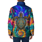 Torres Strait Islanders Sea Turtle Padded Jacket Indigenous Tribal Peace Art Cultural Headdress Motif