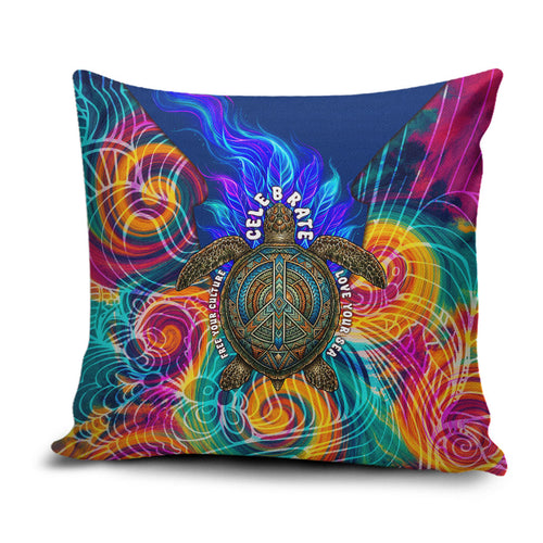 Torres Strait Islanders Sea Turtle Pillow Cover Indigenous Tribal Peace Art Cultural Headdress Motif