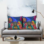 Torres Strait Islanders Sea Turtle Pillow Cover Indigenous Tribal Peace Art Cultural Headdress Motif