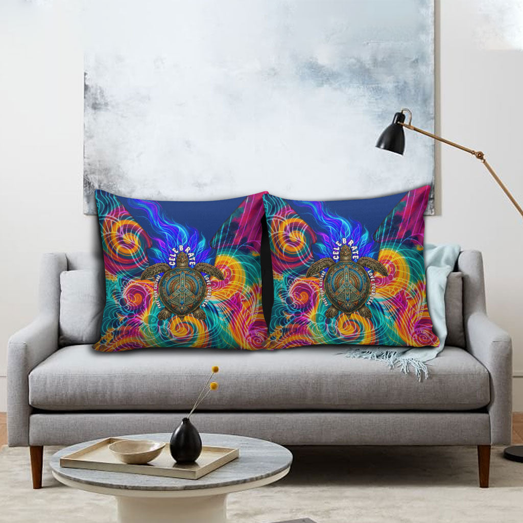 Torres Strait Islanders Sea Turtle Pillow Cover Indigenous Tribal Peace Art Cultural Headdress Motif