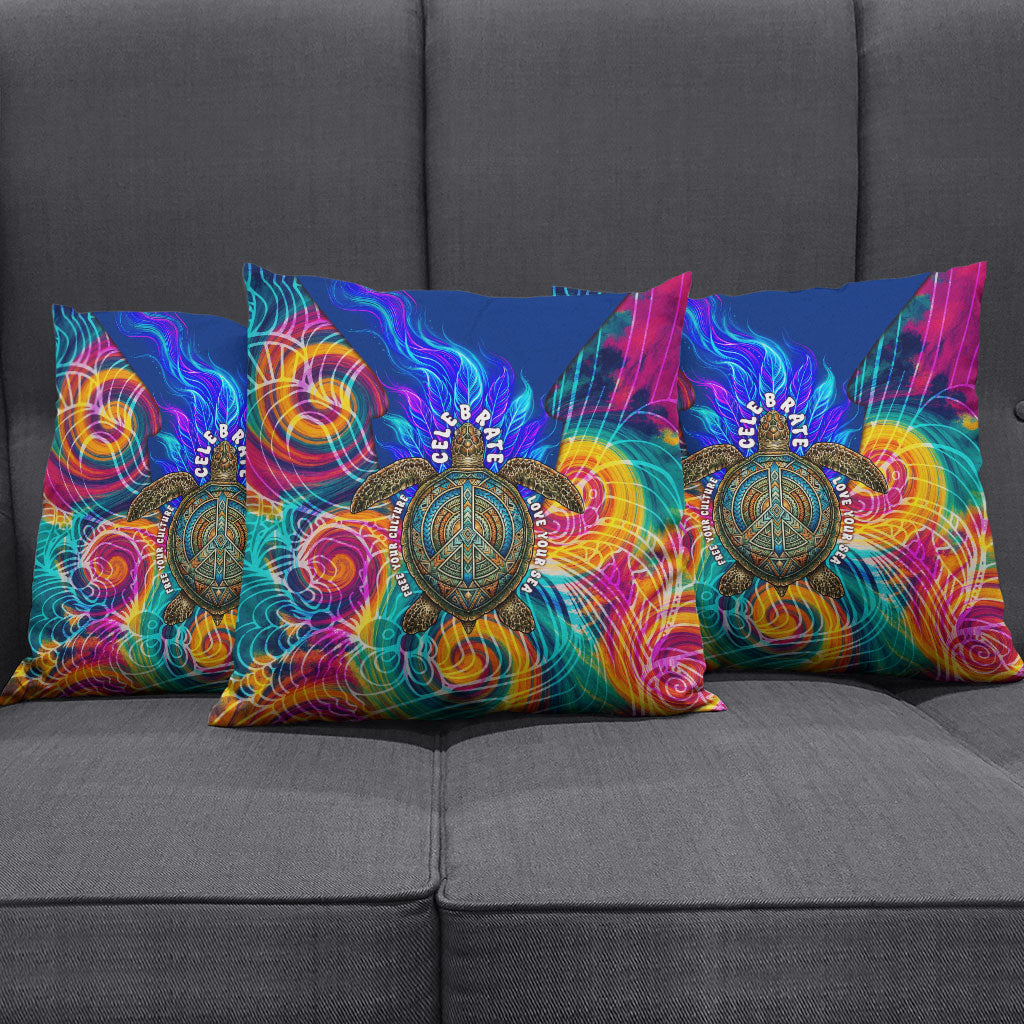 Torres Strait Islanders Sea Turtle Pillow Cover Indigenous Tribal Peace Art Cultural Headdress Motif