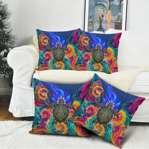 Torres Strait Islanders Sea Turtle Pillow Cover Indigenous Tribal Peace Art Cultural Headdress Motif