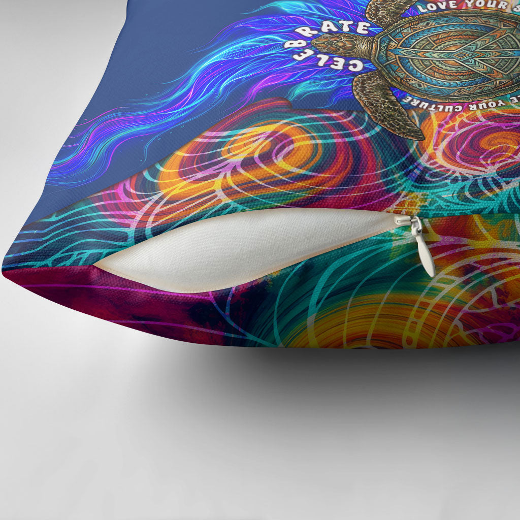 Torres Strait Islanders Sea Turtle Pillow Cover Indigenous Tribal Peace Art Cultural Headdress Motif