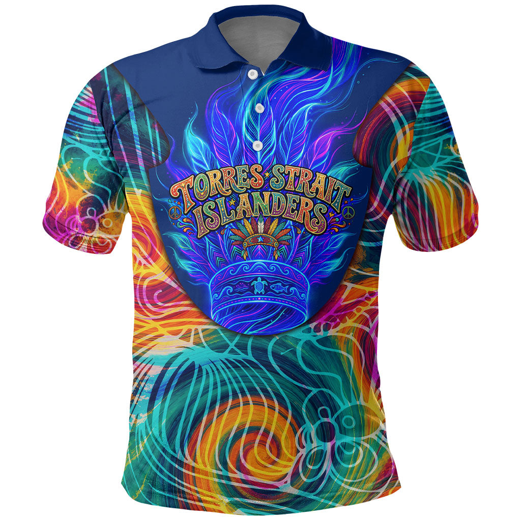 Torres Strait Islanders Sea Turtle Polo Shirt Indigenous Tribal Peace Art Cultural Headdress Motif