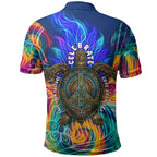 Torres Strait Islanders Sea Turtle Polo Shirt Indigenous Tribal Peace Art Cultural Headdress Motif