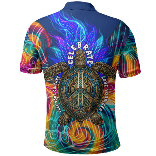 Torres Strait Islanders Sea Turtle Polo Shirt Indigenous Tribal Peace Art Cultural Headdress Motif