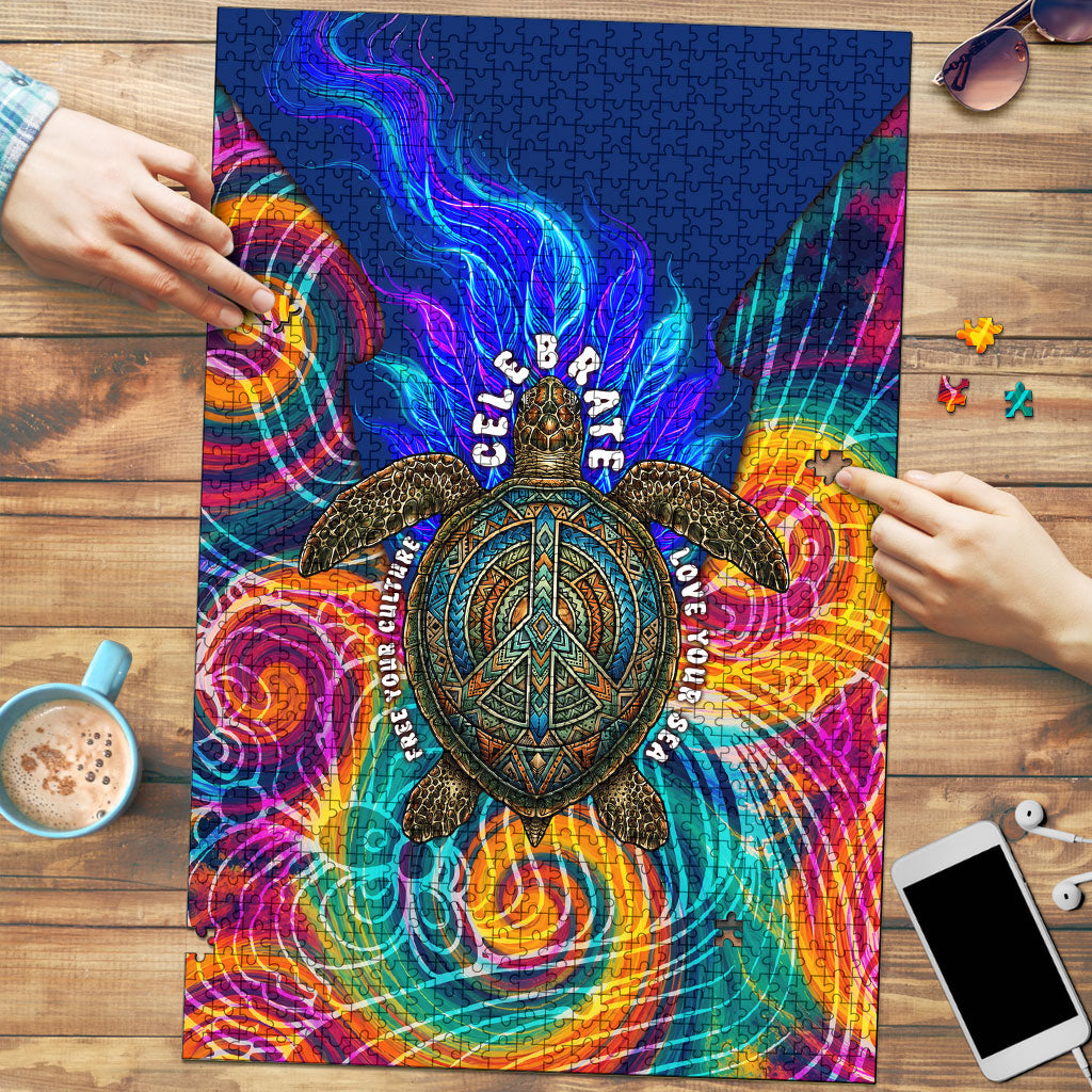 Torres Strait Islanders Sea Turtle Puzzle Indigenous Tribal Peace Art Cultural Headdress Motif