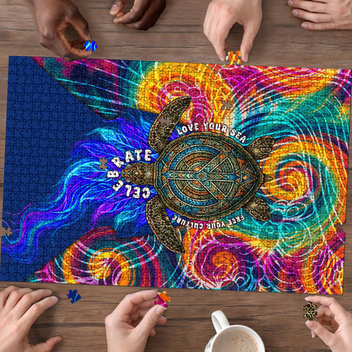 Torres Strait Islanders Sea Turtle Puzzle Indigenous Tribal Peace Art Cultural Headdress Motif