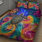 Torres Strait Islanders Sea Turtle Quilt Bed Set Indigenous Tribal Peace Art Cultural Headdress Motif