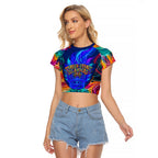 Torres Strait Islanders Sea Turtle Raglan Cropped T Shirt Indigenous Tribal Peace Art Cultural Headdress Motif