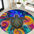 Torres Strait Islanders Sea Turtle Round Carpet Indigenous Tribal Peace Art Cultural Headdress Motif