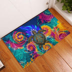 Torres Strait Islanders Sea Turtle Rubber Doormat Indigenous Tribal Peace Art Cultural Headdress Motif