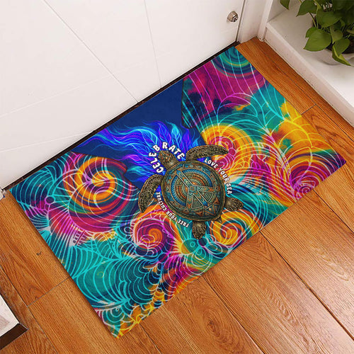 Torres Strait Islanders Sea Turtle Rubber Doormat Indigenous Tribal Peace Art Cultural Headdress Motif