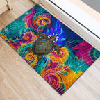 Torres Strait Islanders Sea Turtle Rubber Doormat Indigenous Tribal Peace Art Cultural Headdress Motif