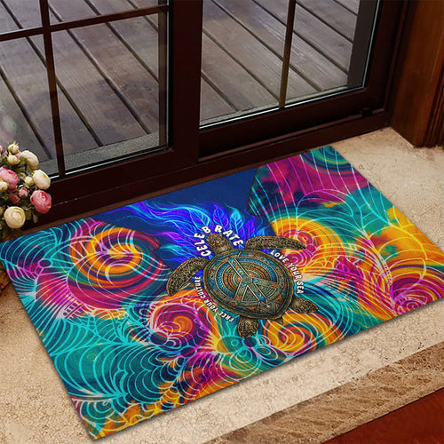 Torres Strait Islanders Sea Turtle Rubber Doormat Indigenous Tribal Peace Art Cultural Headdress Motif