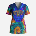Torres Strait Islanders Sea Turtle Scrub Top Indigenous Tribal Peace Art Cultural Headdress Motif