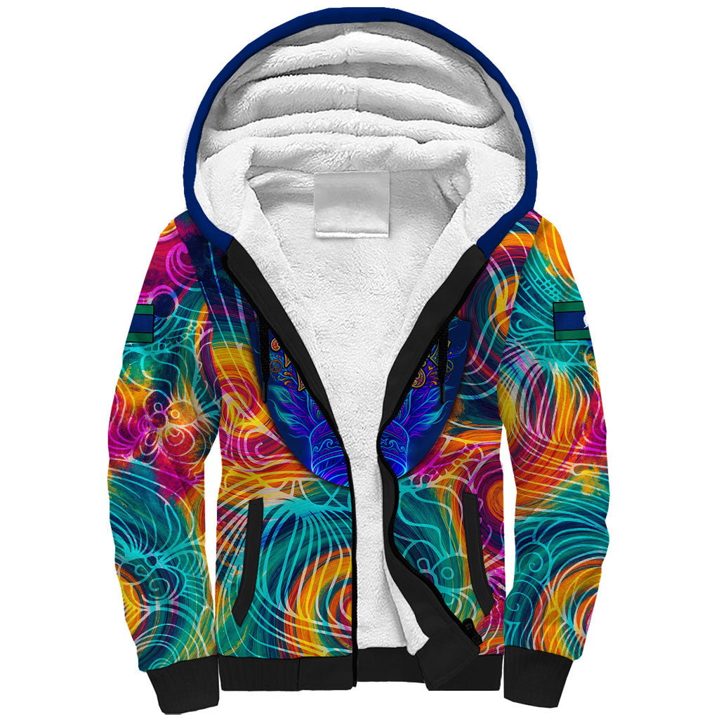 Torres Strait Islanders Sea Turtle Sherpa Hoodie Indigenous Tribal Peace Art Cultural Headdress Motif