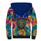 Torres Strait Islanders Sea Turtle Sherpa Hoodie Indigenous Tribal Peace Art Cultural Headdress Motif