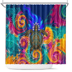 Torres Strait Islanders Sea Turtle Shower Curtain Indigenous Tribal Peace Art Cultural Headdress Motif