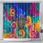 Torres Strait Islanders Sea Turtle Shower Curtain Indigenous Tribal Peace Art Cultural Headdress Motif