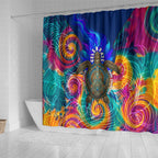 Torres Strait Islanders Sea Turtle Shower Curtain Indigenous Tribal Peace Art Cultural Headdress Motif