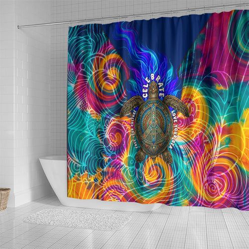 Torres Strait Islanders Sea Turtle Shower Curtain Indigenous Tribal Peace Art Cultural Headdress Motif