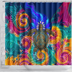 Torres Strait Islanders Sea Turtle Shower Curtain Indigenous Tribal Peace Art Cultural Headdress Motif