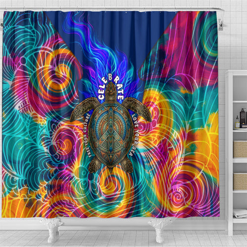 Torres Strait Islanders Sea Turtle Shower Curtain Indigenous Tribal Peace Art Cultural Headdress Motif