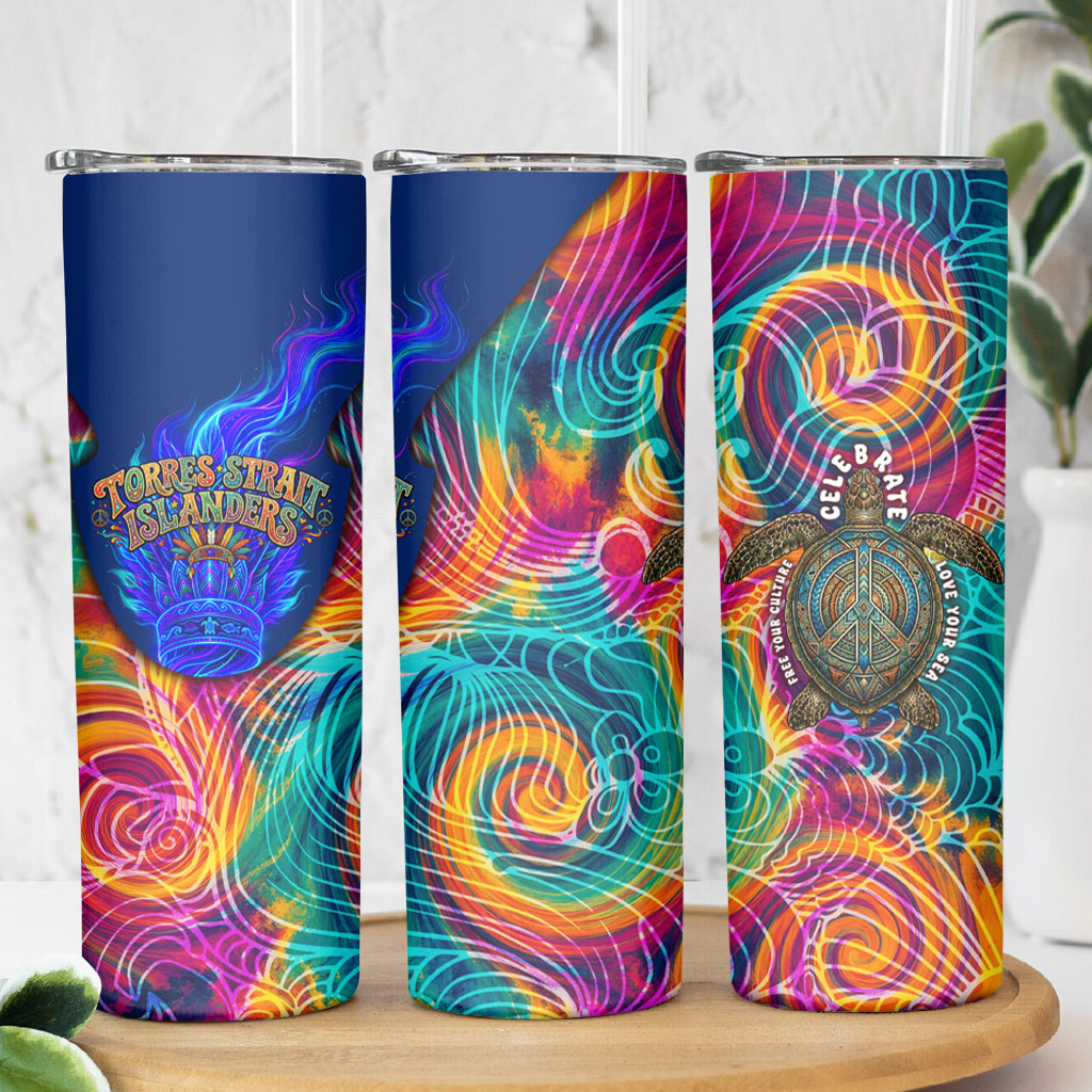Torres Strait Islanders Sea Turtle Skinny Tumbler Indigenous Tribal Peace Art Cultural Headdress Motif