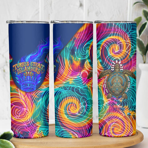 Torres Strait Islanders Sea Turtle Skinny Tumbler Indigenous Tribal Peace Art Cultural Headdress Motif