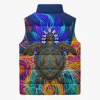 Torres Strait Islanders Sea Turtle Sleeveless Puffer Jacket Indigenous Tribal Peace Art Cultural Headdress Motif