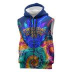 Torres Strait Islanders Sea Turtle Sleeveless Zip Hoodie Indigenous Tribal Peace Art Cultural Headdress Motif