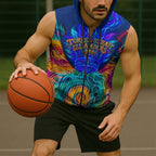 Torres Strait Islanders Sea Turtle Sleeveless Zip Hoodie Indigenous Tribal Peace Art Cultural Headdress Motif