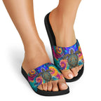 Torres Strait Islanders Sea Turtle Slide Sandals Indigenous Tribal Peace Art Cultural Headdress Motif