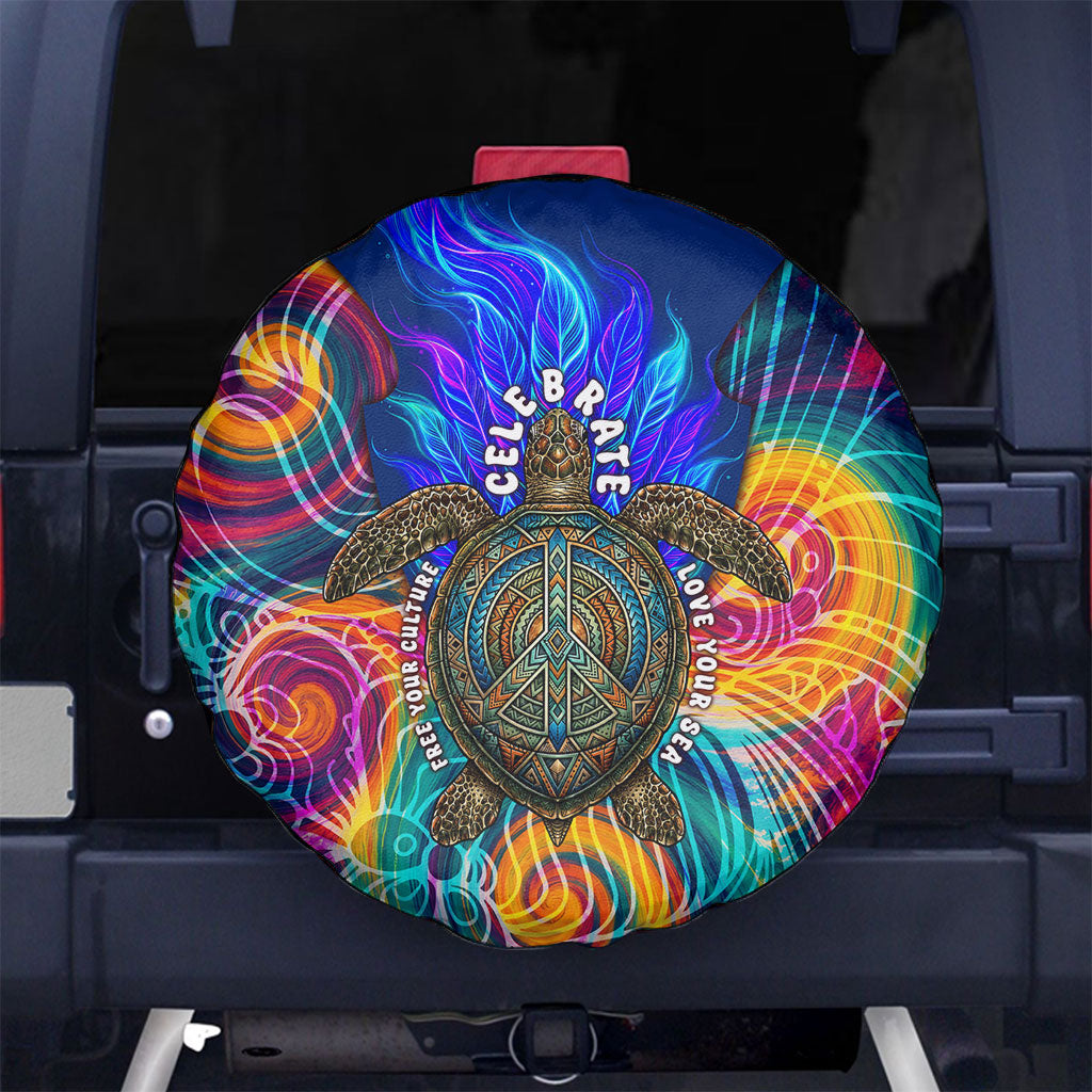Torres Strait Islanders Sea Turtle Spare Tire Cover Indigenous Tribal Peace Art Cultural Headdress Motif