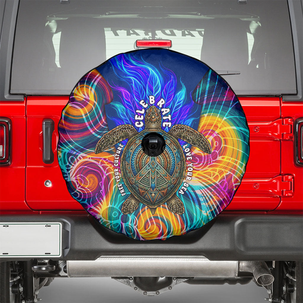 Torres Strait Islanders Sea Turtle Spare Tire Cover Indigenous Tribal Peace Art Cultural Headdress Motif