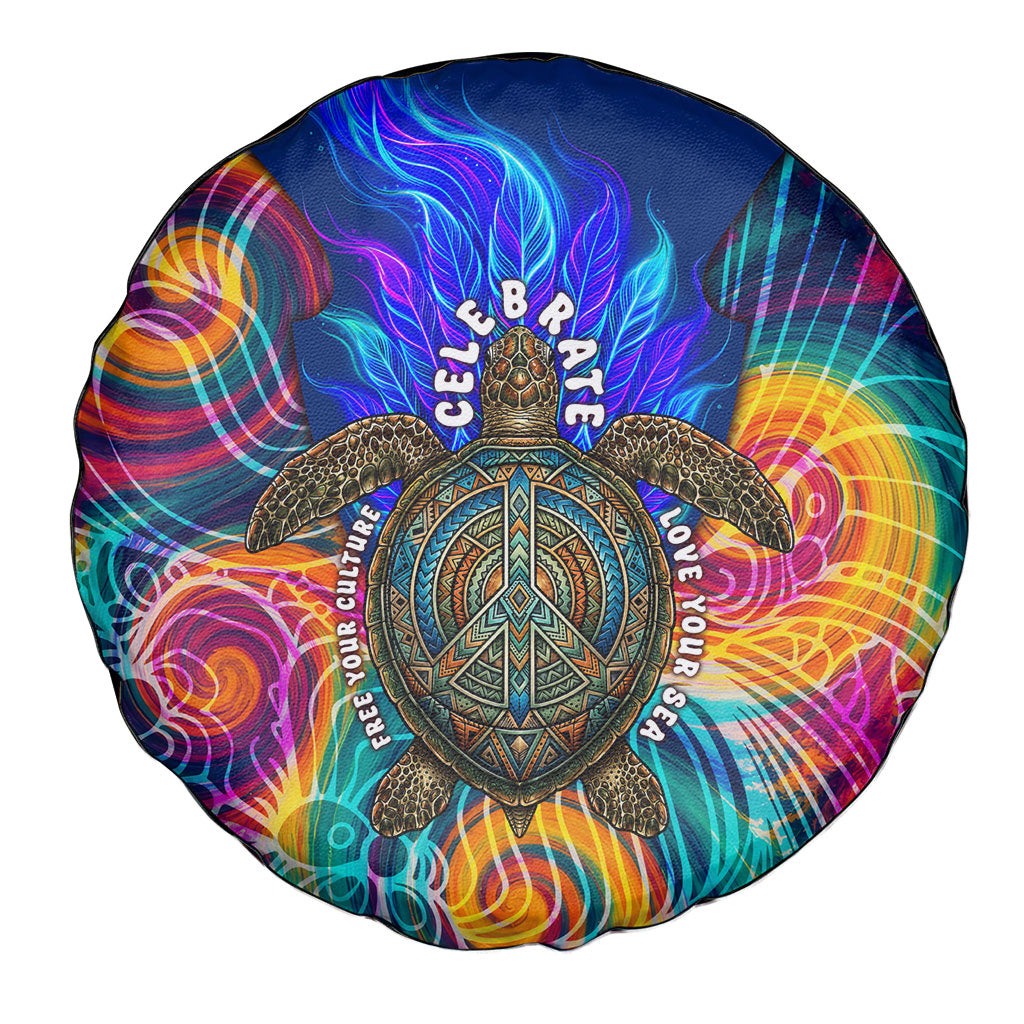 Torres Strait Islanders Sea Turtle Spare Tire Cover Indigenous Tribal Peace Art Cultural Headdress Motif