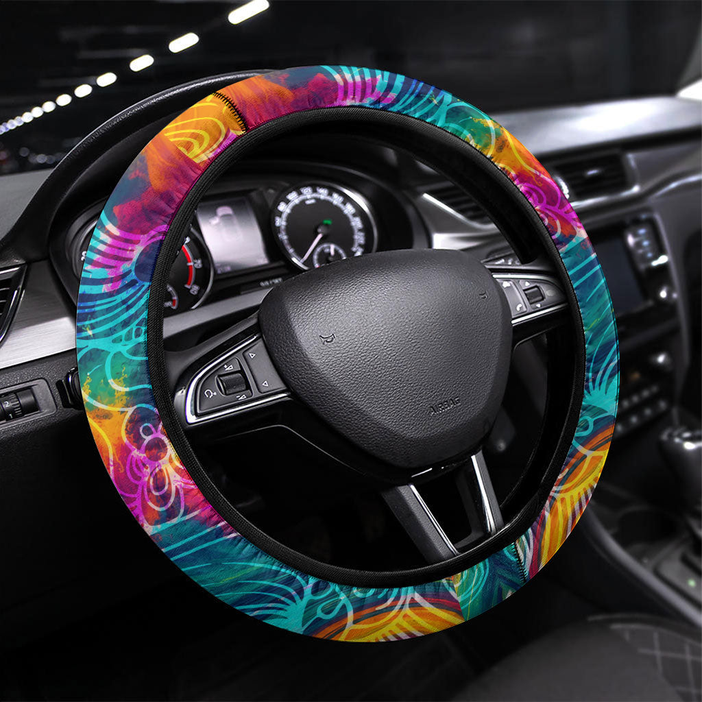 Torres Strait Islanders Sea Turtle Steering Wheel Cover Indigenous Tribal Peace Art Cultural Headdress Motif