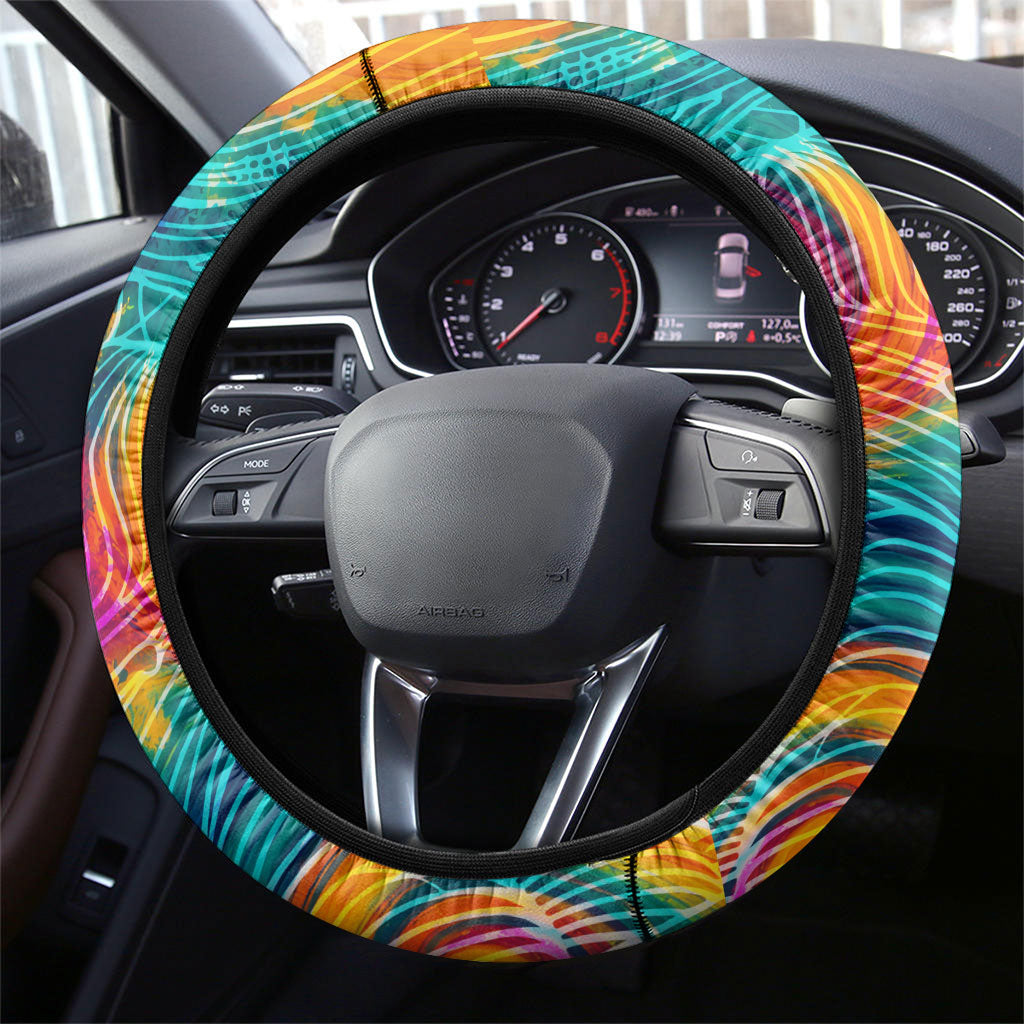 Torres Strait Islanders Sea Turtle Steering Wheel Cover Indigenous Tribal Peace Art Cultural Headdress Motif