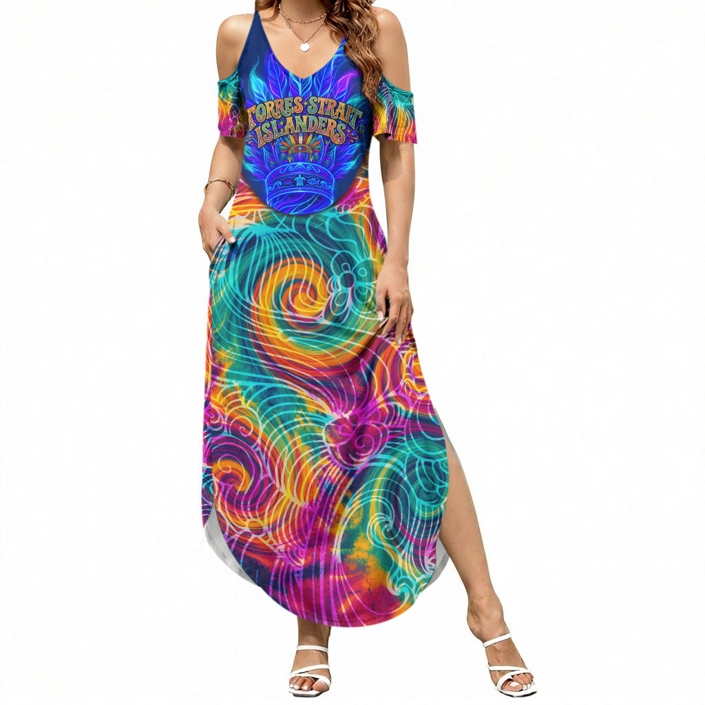 Torres Strait Islanders Sea Turtle Summer Maxi Dress Indigenous Tribal Peace Art Cultural Headdress Motif