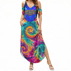 Torres Strait Islanders Sea Turtle Summer Maxi Dress Indigenous Tribal Peace Art Cultural Headdress Motif