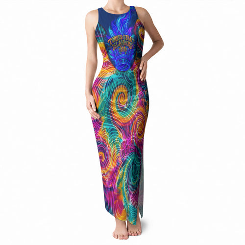 Torres Strait Islanders Sea Turtle Tank Maxi Dress Indigenous Tribal Peace Art Cultural Headdress Motif