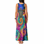 Torres Strait Islanders Sea Turtle Tank Maxi Dress Indigenous Tribal Peace Art Cultural Headdress Motif