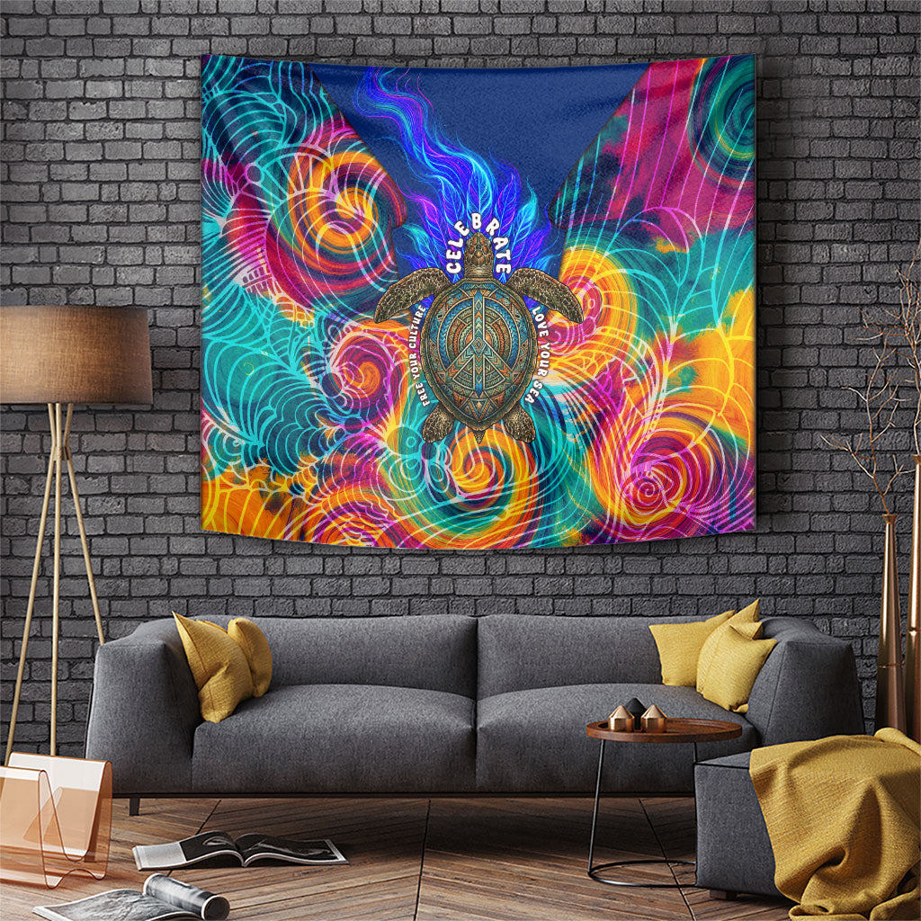 Torres Strait Islanders Sea Turtle Tapestry Indigenous Tribal Peace Art Cultural Headdress Motif