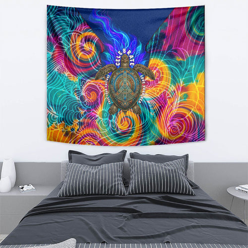 Torres Strait Islanders Sea Turtle Tapestry Indigenous Tribal Peace Art Cultural Headdress Motif