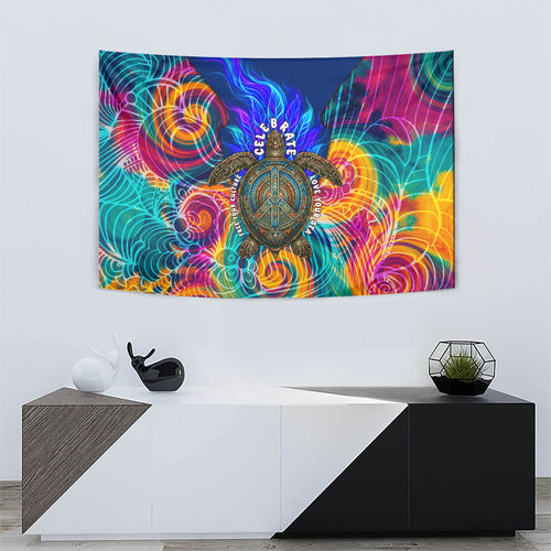 Torres Strait Islanders Sea Turtle Tapestry Indigenous Tribal Peace Art Cultural Headdress Motif