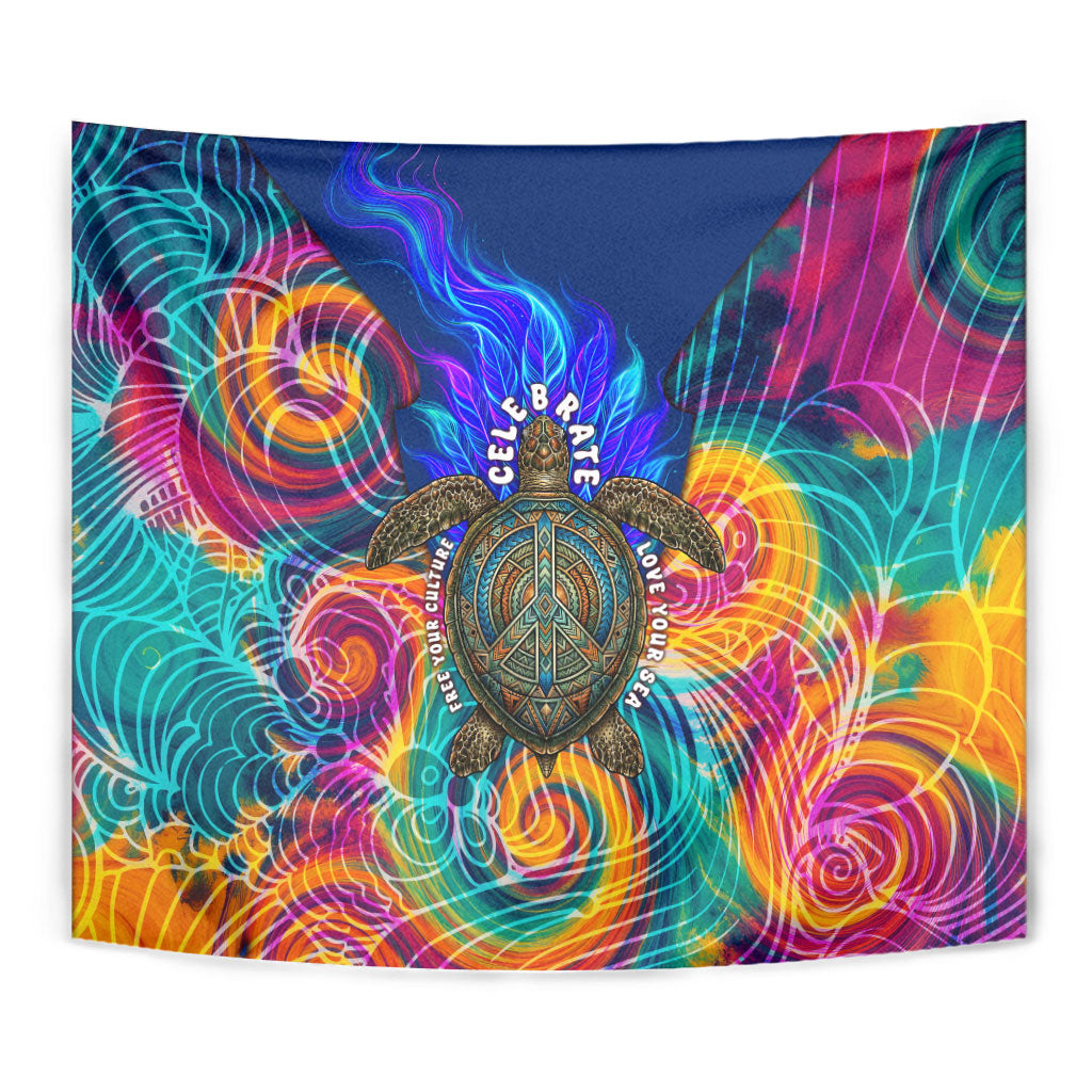Torres Strait Islanders Sea Turtle Tapestry Indigenous Tribal Peace Art Cultural Headdress Motif