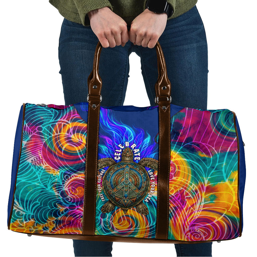 Torres Strait Islanders Sea Turtle Travel Bag Indigenous Tribal Peace Art Cultural Headdress Motif